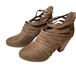 JG Strappy Gladiator Stacked Heel Suede Shoes Women’s Size 11 Tan BRAND NEW